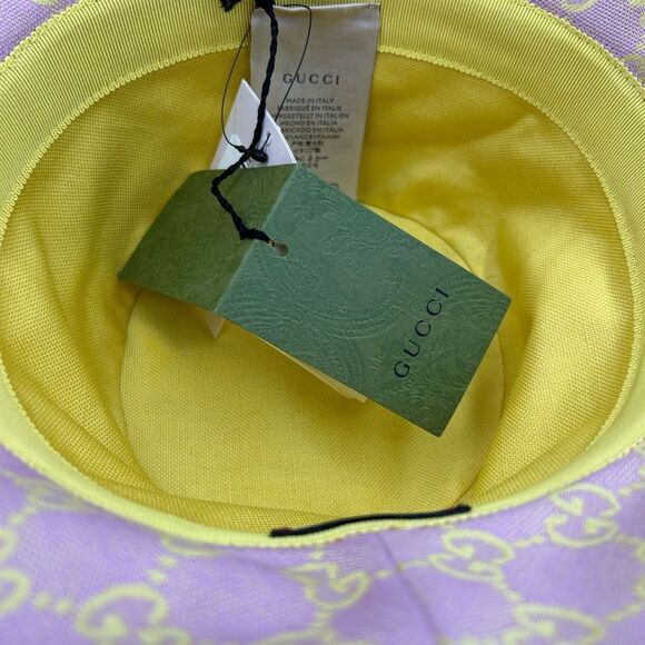 Women's Gucci GG canvas/leather bucket, hat, size large made in Italy - Picture 8 of 9